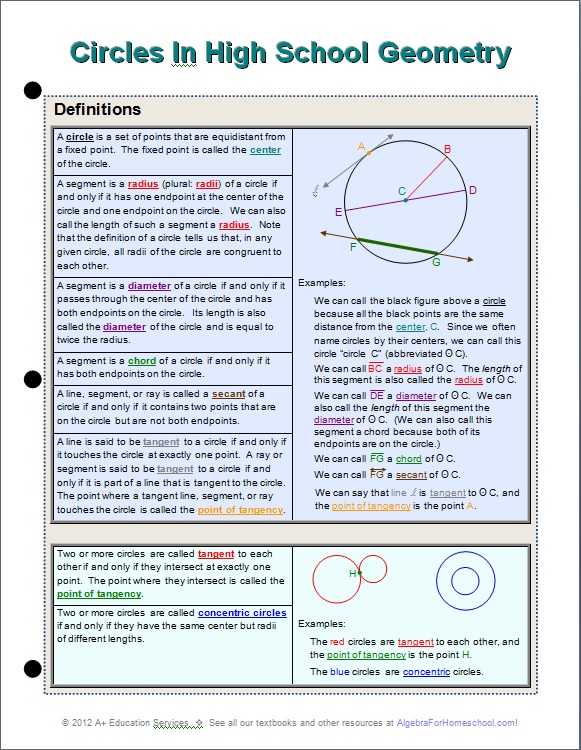 Circles in High School Geometry